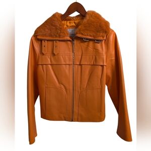 Wilsons Leather Maxima Women's Size Large Orange With Faux Fur Lined Quilted